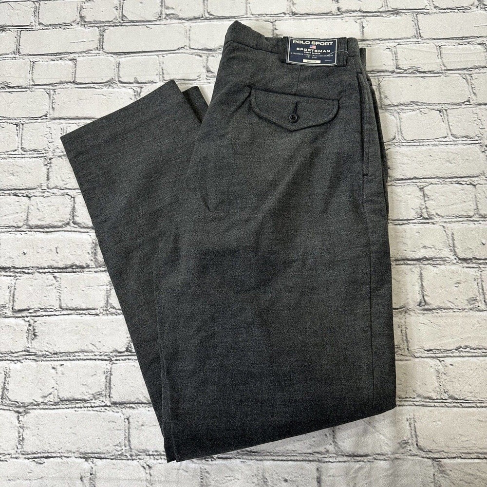 Polo Country Ralph Lauren Chino Pants 35 X 31 Gray Sportsman 90s USA Vintage